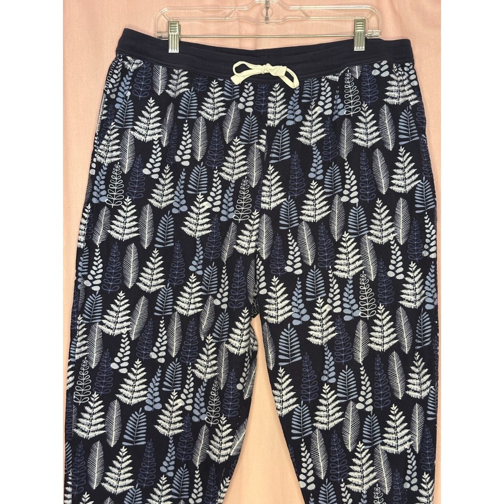 Garnet Hill XL Pajama Pants Organic Pima Cotton Navy Fern Lounge Joggers Pull On - Picture 5 of 6